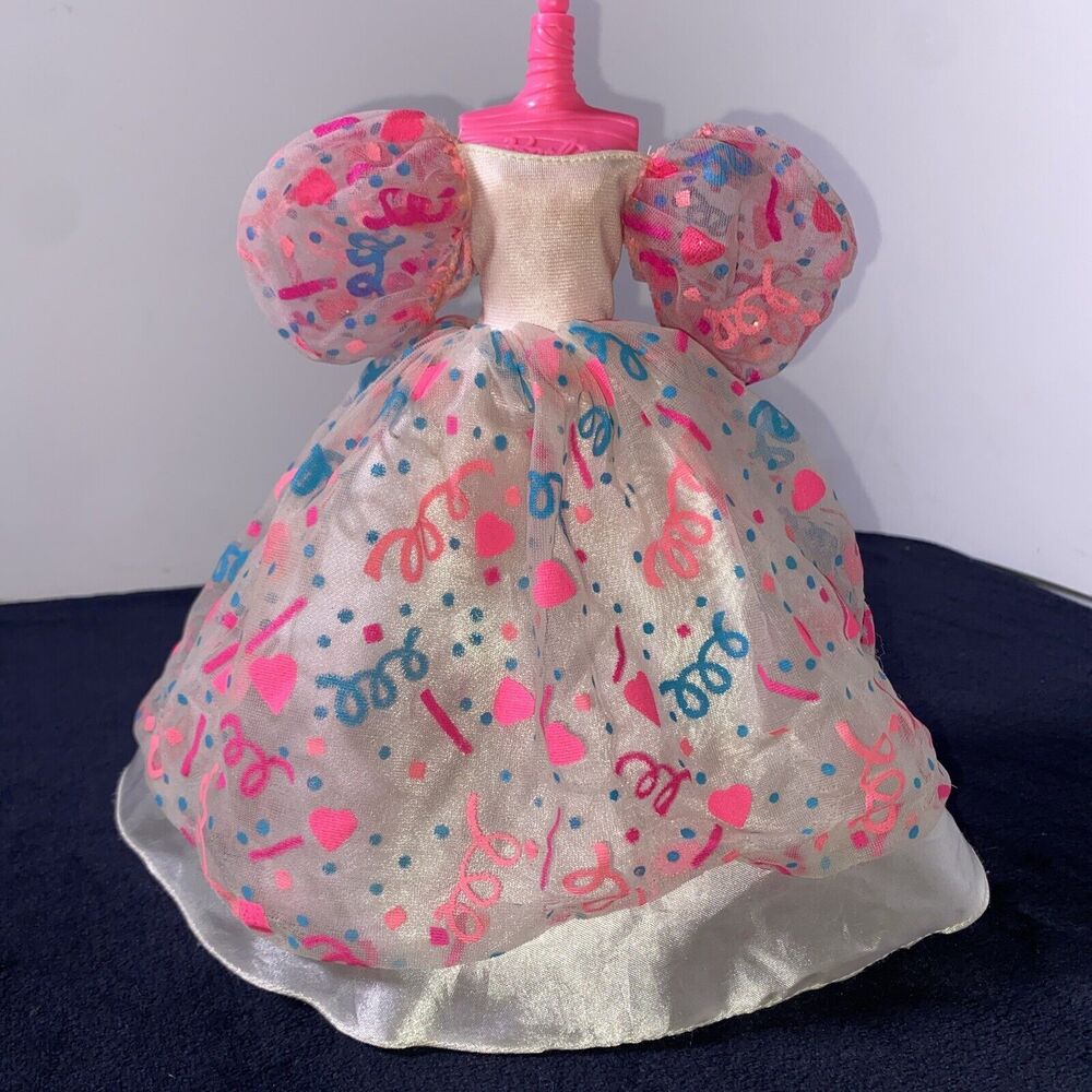 1993 Mattel Barbie's White Happy Birthday Confetti Dress 1990s Vintage